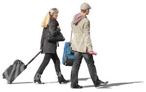 man and woman travelling