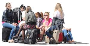 group of travelling girls sitting