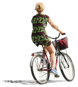 blond woman riding a bike