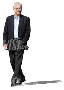 cut out elderly businessman walking