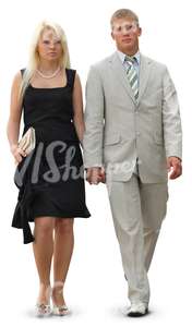 cut out fancy couple walking hand in hand