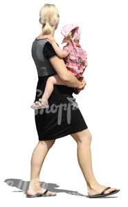 cut out woman carrying a small girl