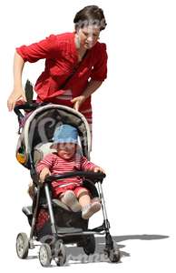 woman pushing a baby stroller