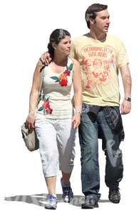 cut out man and woman walking arm in arm