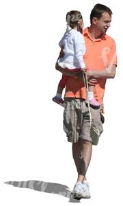 cut out man carrying a small girl