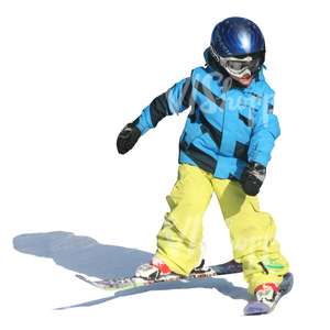 cut out boy with helmet alpine skiing