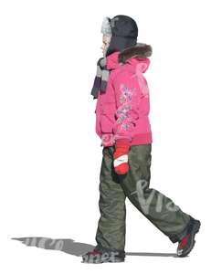 cut out girl in winter clothes walking