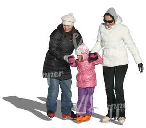 two women and a girl skating