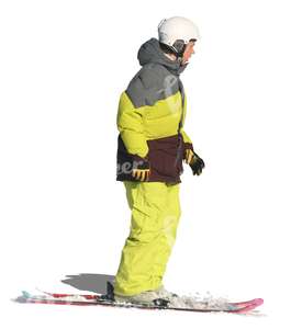 cut out man with helmet alpine skiing