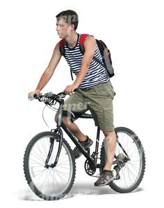 cut out man in shorts riding a bike