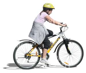 cut out teenage girl with a helmet cycling