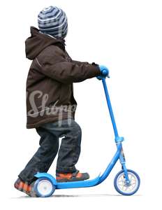 cut out young boy riding a scooter