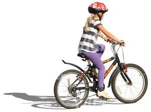 girl with a helmet riding a bike