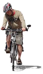 man with a helmet riding a bike