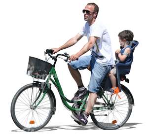 man riding a bike with a boy at back