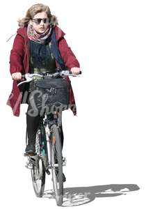 woman with sunglasses riding a city bike