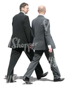 two businessmen walking and talking