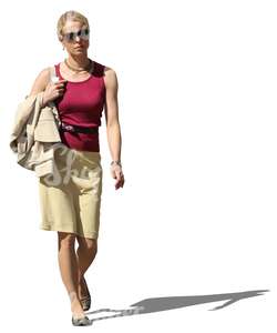 blonde woman walking