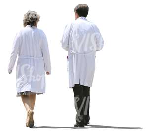 two cut out doctors walking