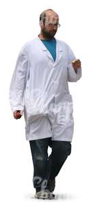 cut out doctor walking and looking at his notes