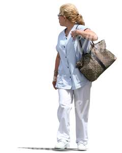 cut out medical worker with a hand bag walking