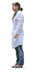 cut out female medical worker standing
