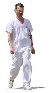 cut out male medical worker walking