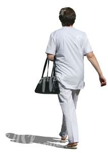 cut out medical worker with a bag walking