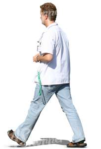 cut out male medical worker walking