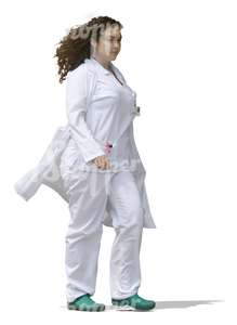 cut out female medical worker walking