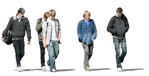 cut out group of teenage boys walking