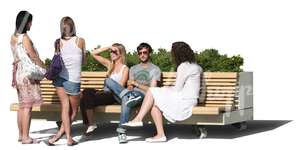 cut out group of people sitting on the bench