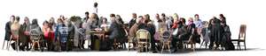 large cut out group of people sitting in a cafe