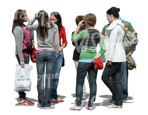 cut out group of teenage girls standing in a circle