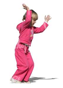 cut out girl in a pink costume jumping