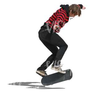 teenager doing a stunt on the skateboard