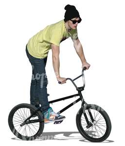 cut out teenager riding a bmx bike
