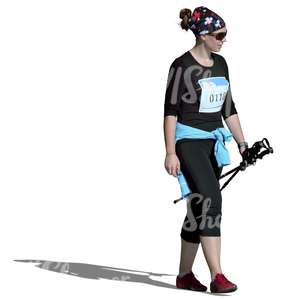 cut out woman doing nordic walking