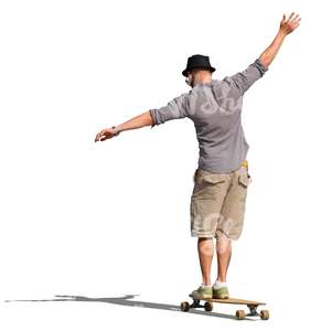 cut out man riding a skateboard