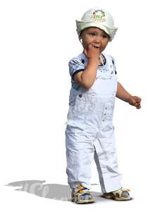 cut out boy in white outfit standing