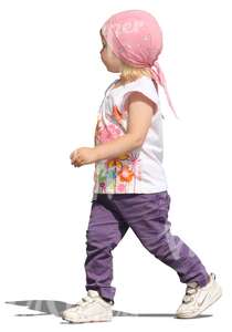 cut out girl with a head scarf walking