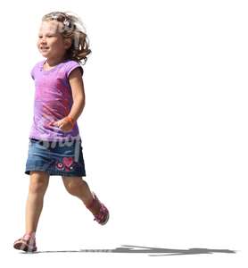 cut out smiling girl running