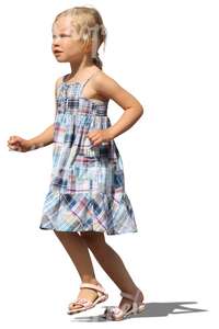 cut out blond girl in a summer dress running