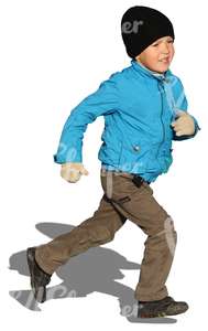 cut out boy running in autumn