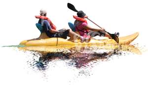 two men rowing a kayak