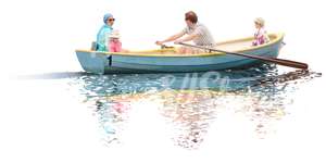 cut out family riding in row boat