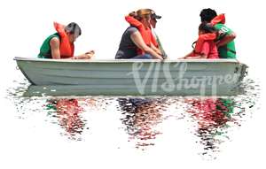 group of people riding in a row boat