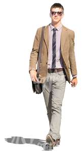 cur out man with a jacket and tie walking