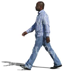 cut out black man in jeans walking