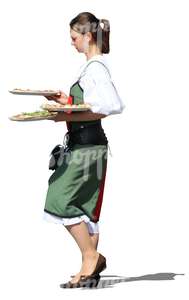cut out waitress carrying plates
